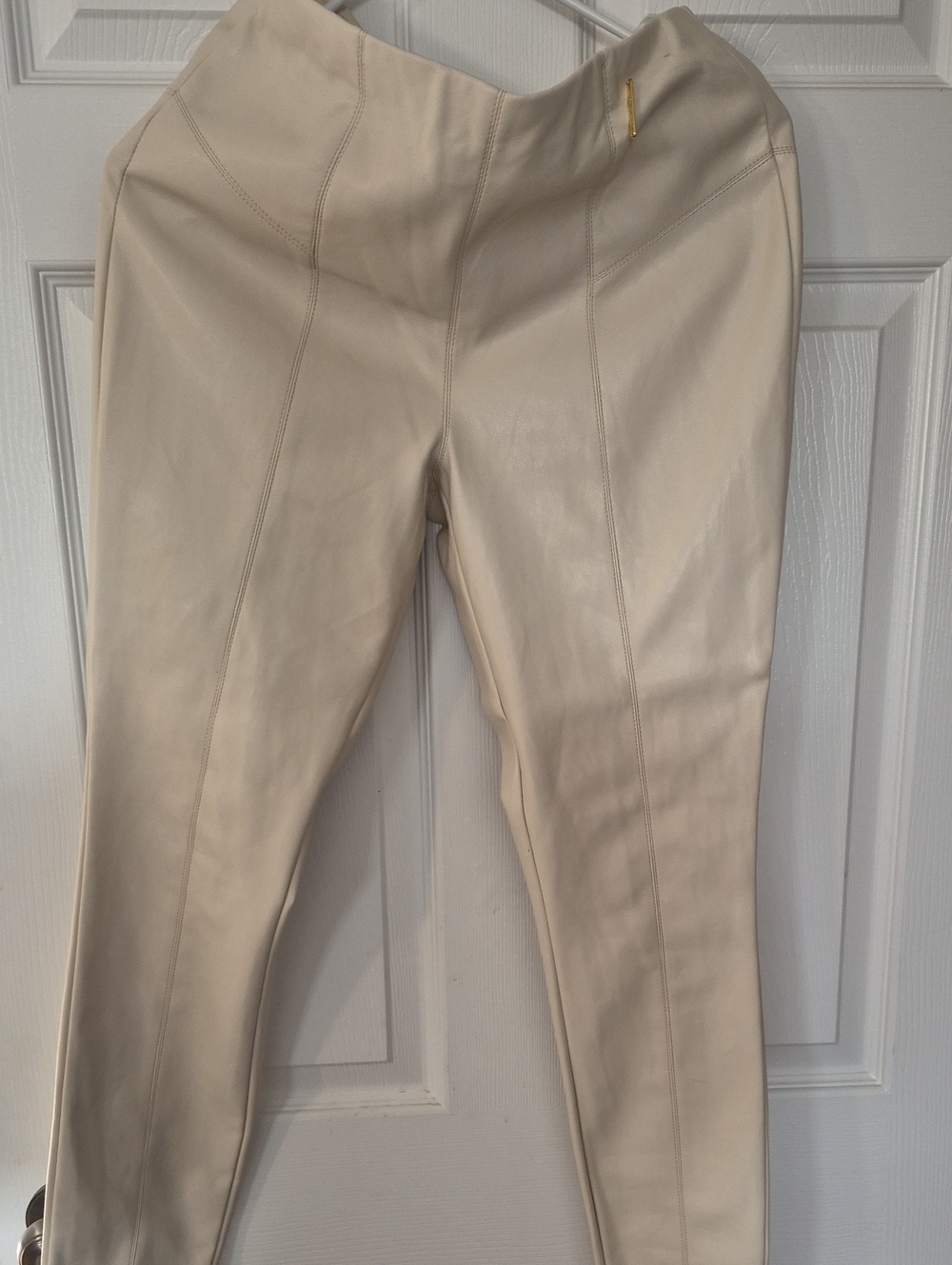Marc New York Beige Faux-Leather Skinny Pants